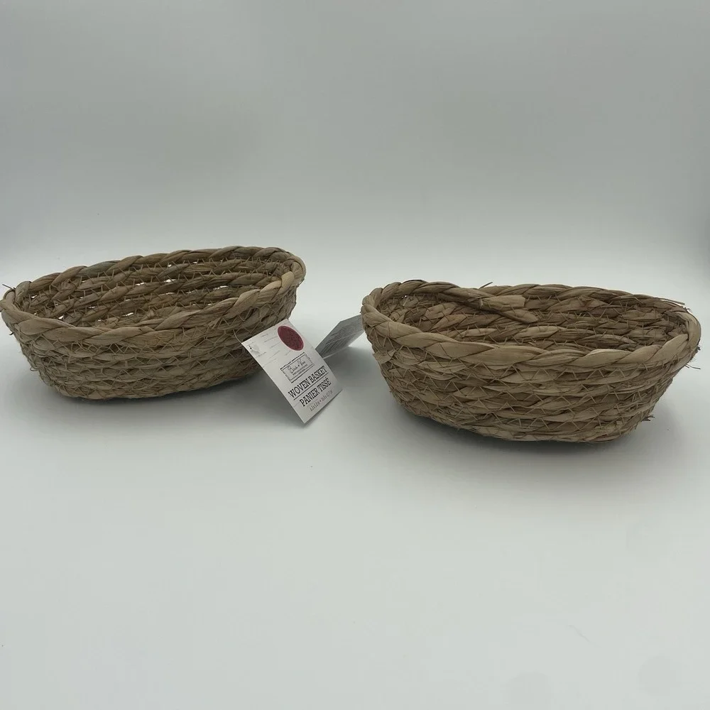 Small Catch All Trinket Baskets -Set Of‎ 2 Brown Woven Baskets- 6